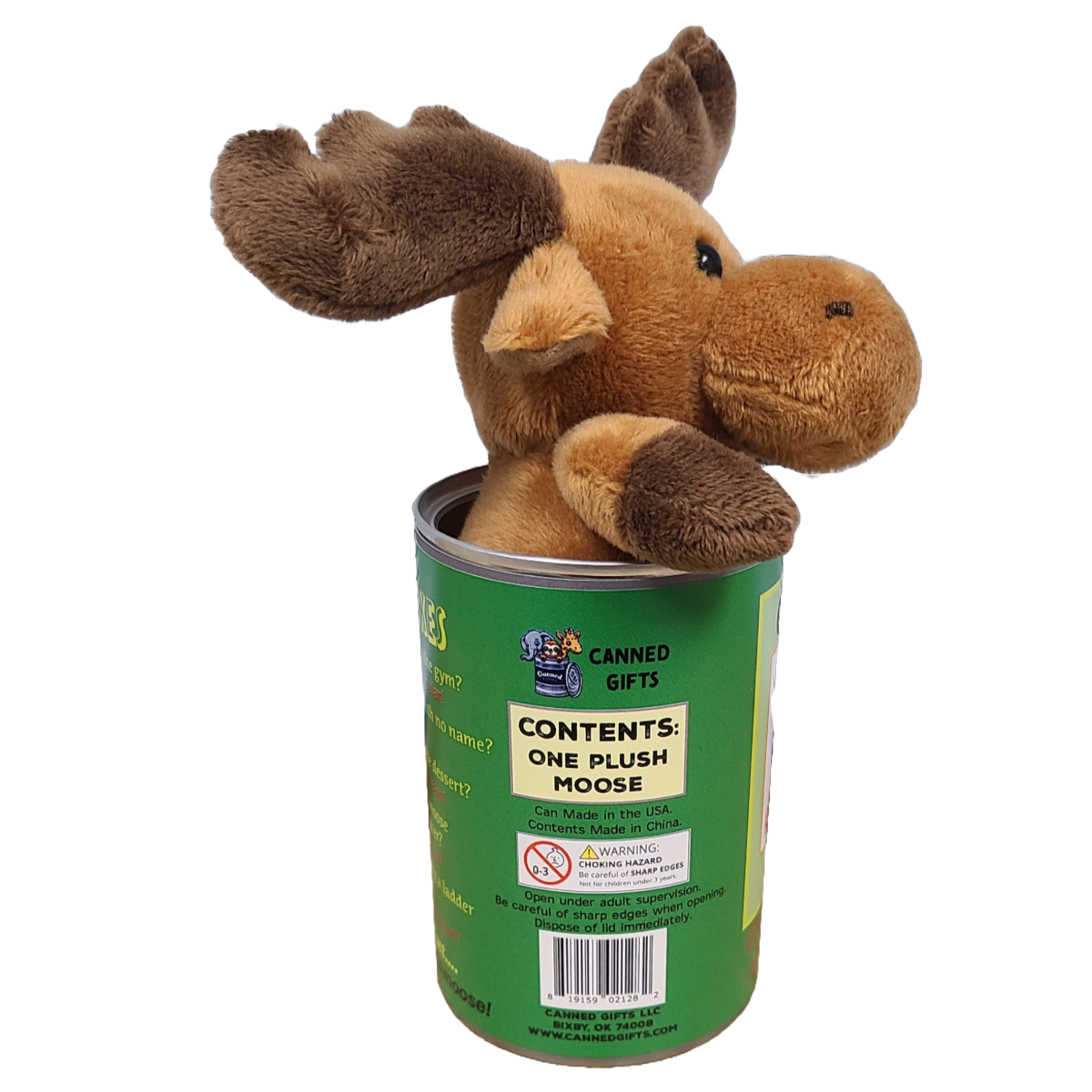 Rocky the Canned Moose - Stuffed Animal Plush w/Funny Jokes