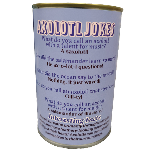 Azure the Canned Blue Axolotl | Stuffed Animal Plush w/Jokes