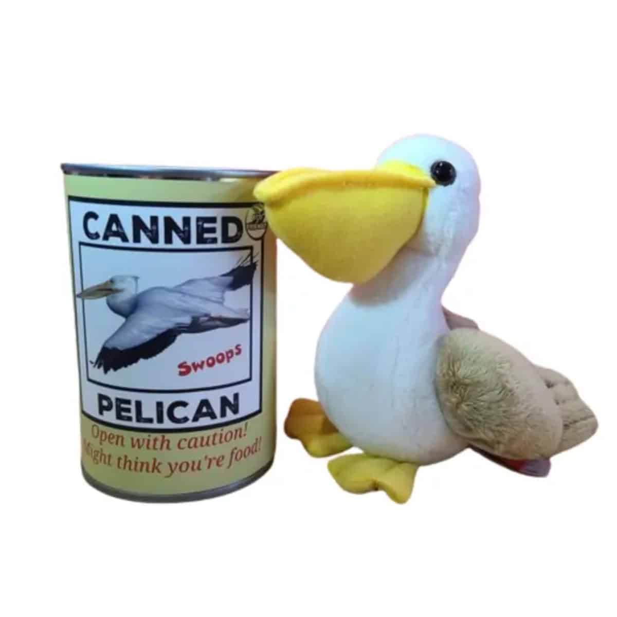 Swoops the Canned Pelican | Stuffed Animal Plush w/Jokes