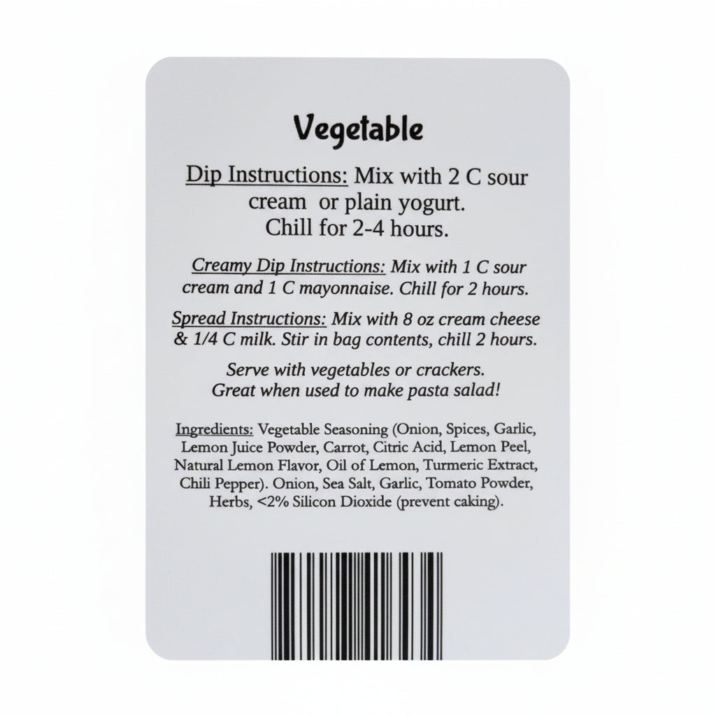 Madam Friday's Vegetable Dip Mix Small Batch Hand Crafted 1.03 oz