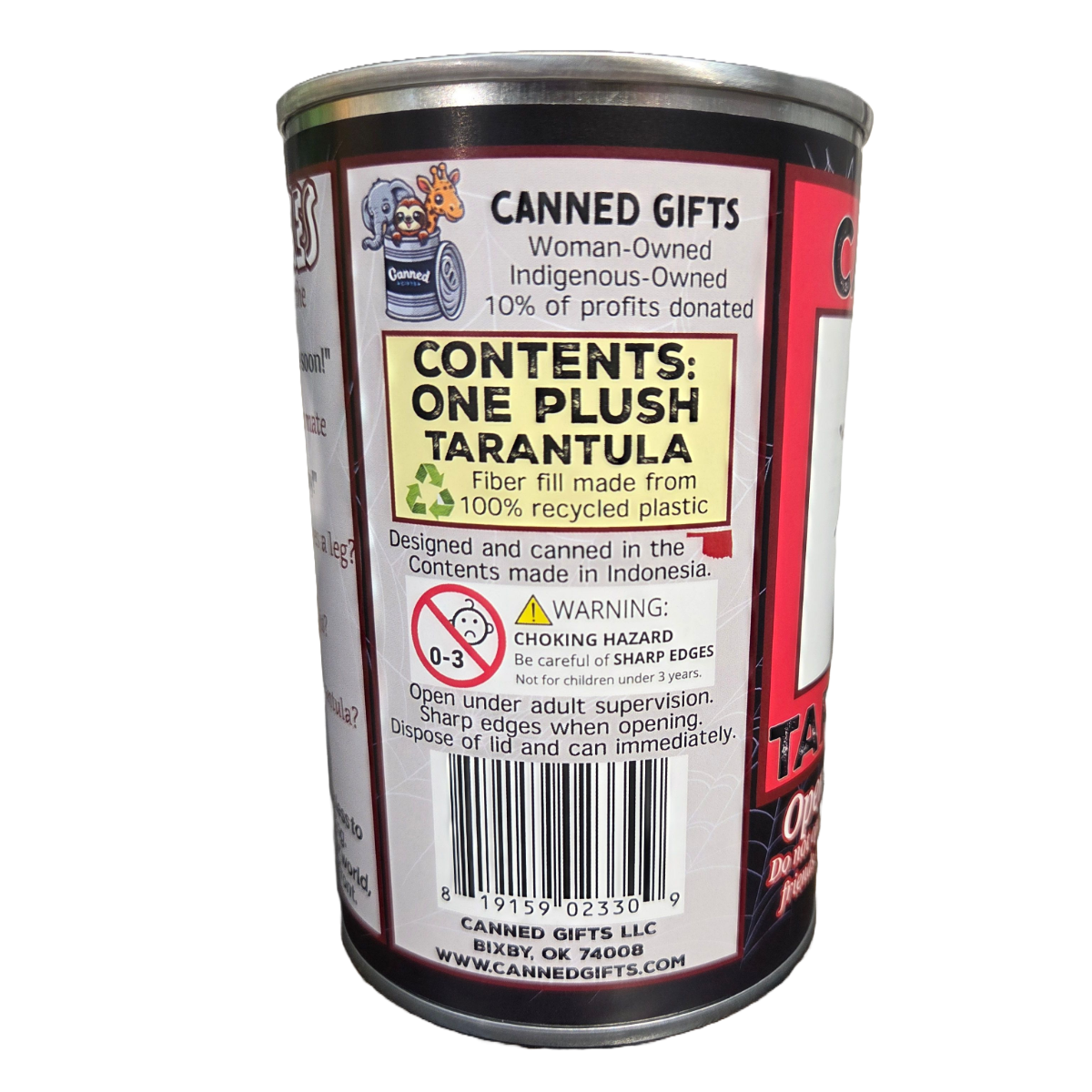 Canned Tarantula - Bug Insect Plush Gift in Can w/Jokes