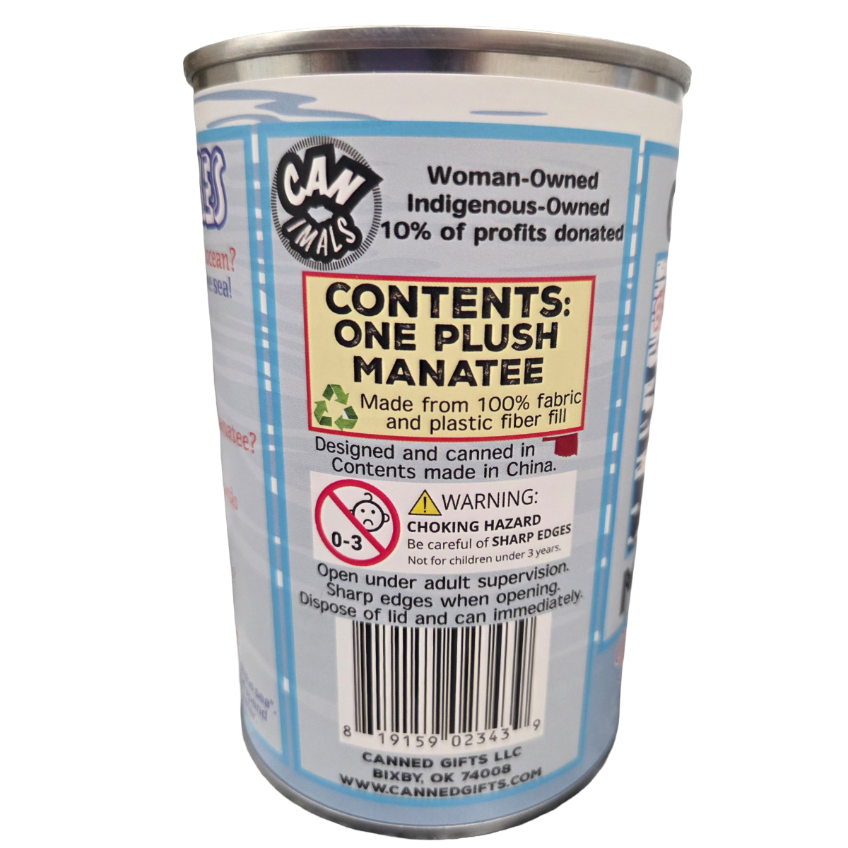 Becky the Canned Manatee - Eco-Friendly and Recycled Gift