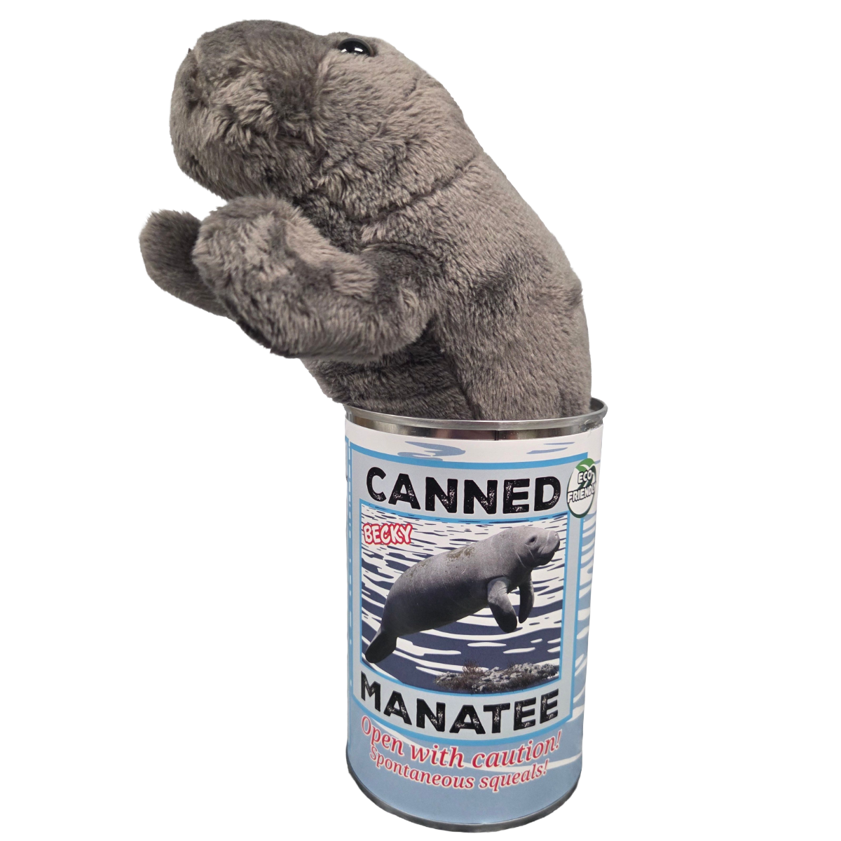 Becky the Canned Manatee - Eco-Friendly and Recycled Gift