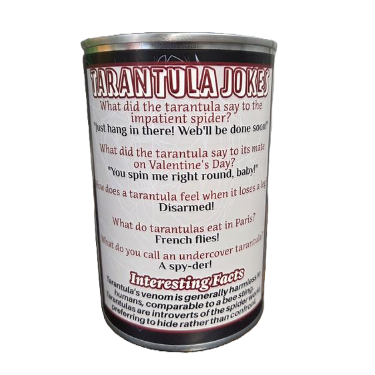 Canned Tarantula - Bug Insect Plush Gift in Can w/Jokes