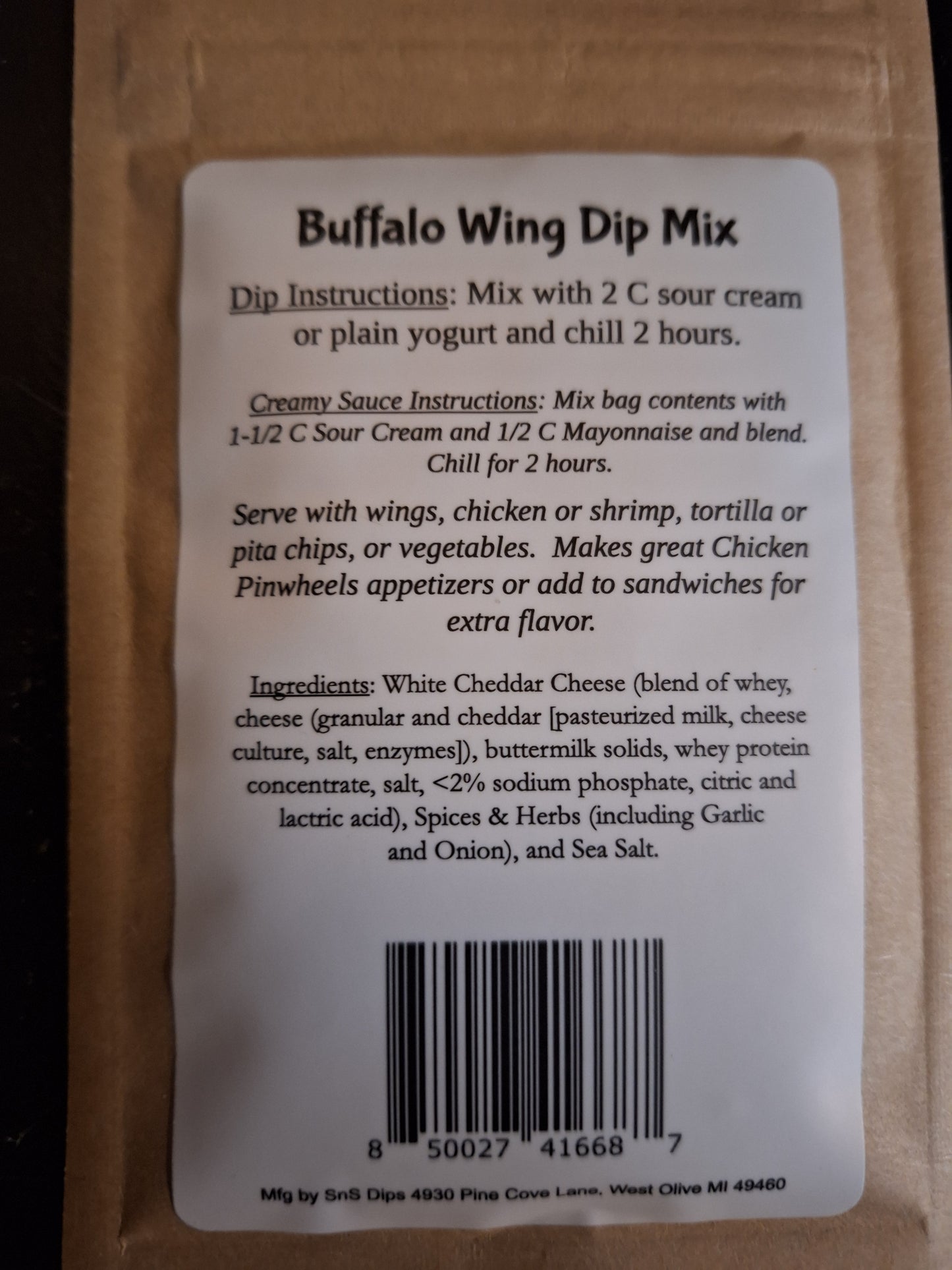 Madam Friday's Buffaol Wing Dip Mix Small Batch Hand Crafted .78 oz