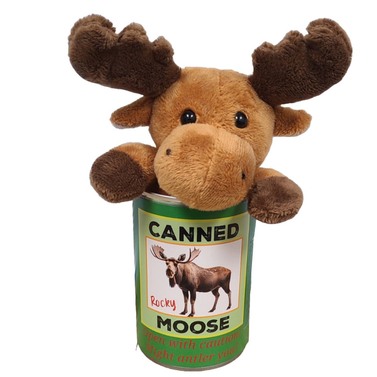 Rocky the Canned Moose - Stuffed Animal Plush w/Funny Jokes