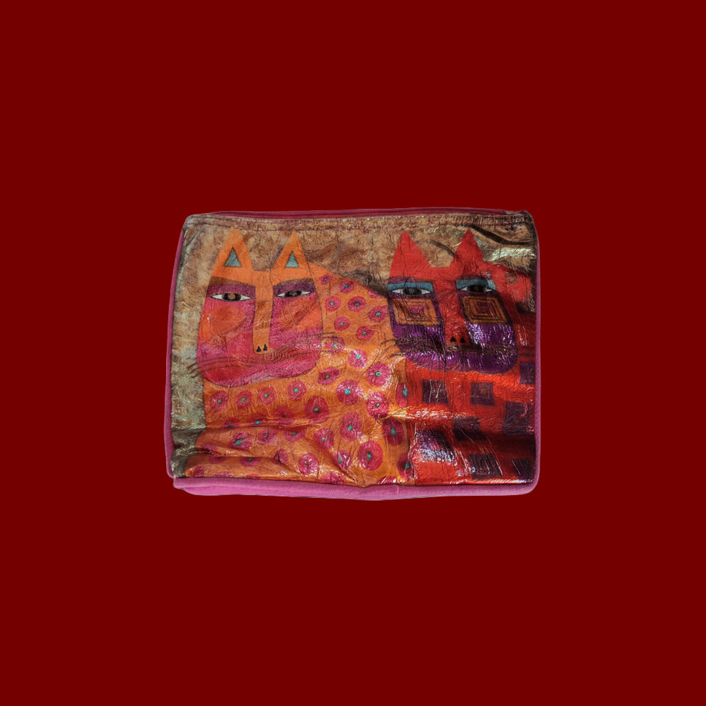 Pink Cat Cosmetic Bag Clutch Purse Shiny