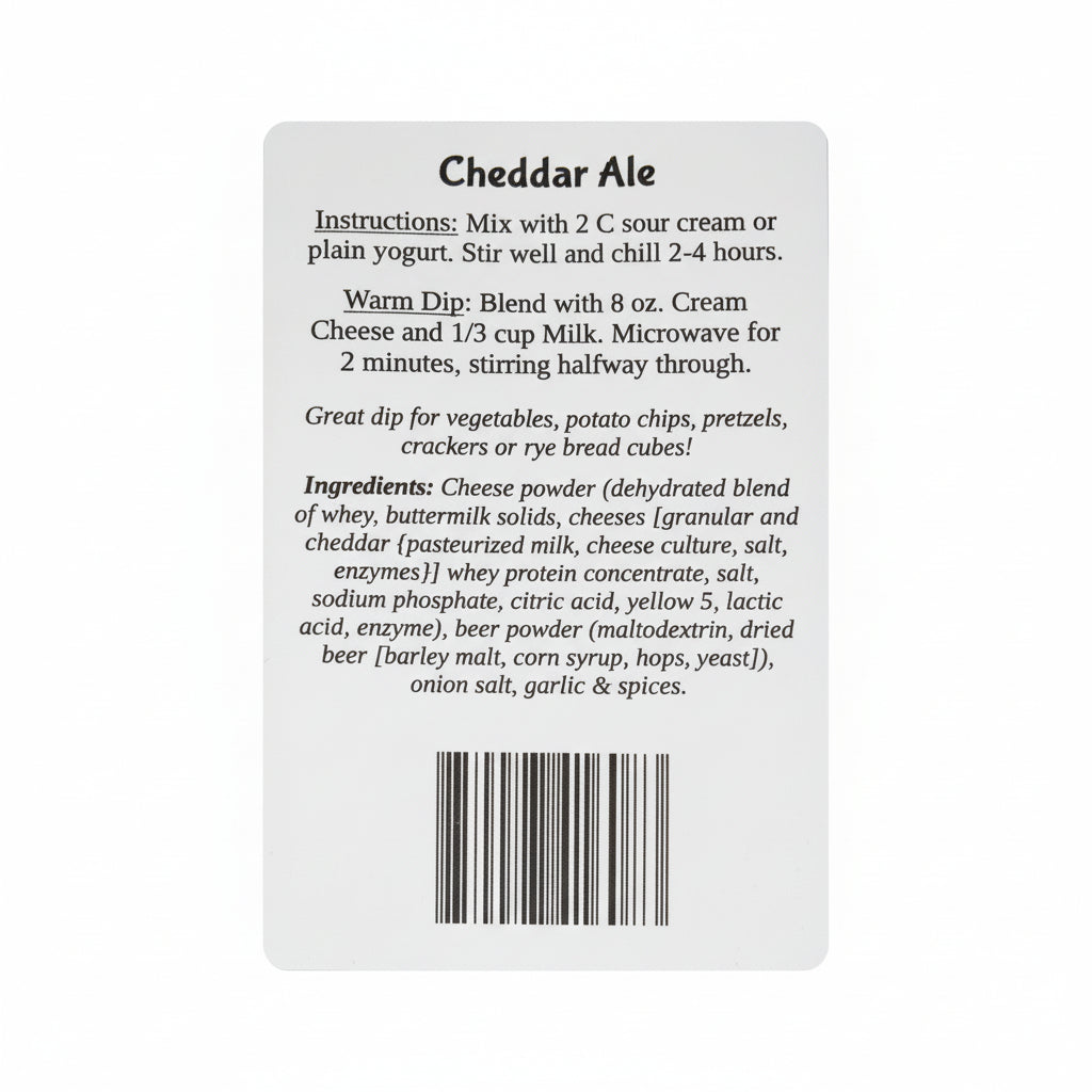 Madam Friday's Cheddar Ale Dip Mix Small Batch Hand Crafted 1.51 oz