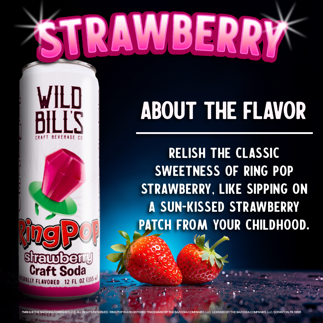 Ring Pop Soda Strawberry Pure Cane Sugar, Cans