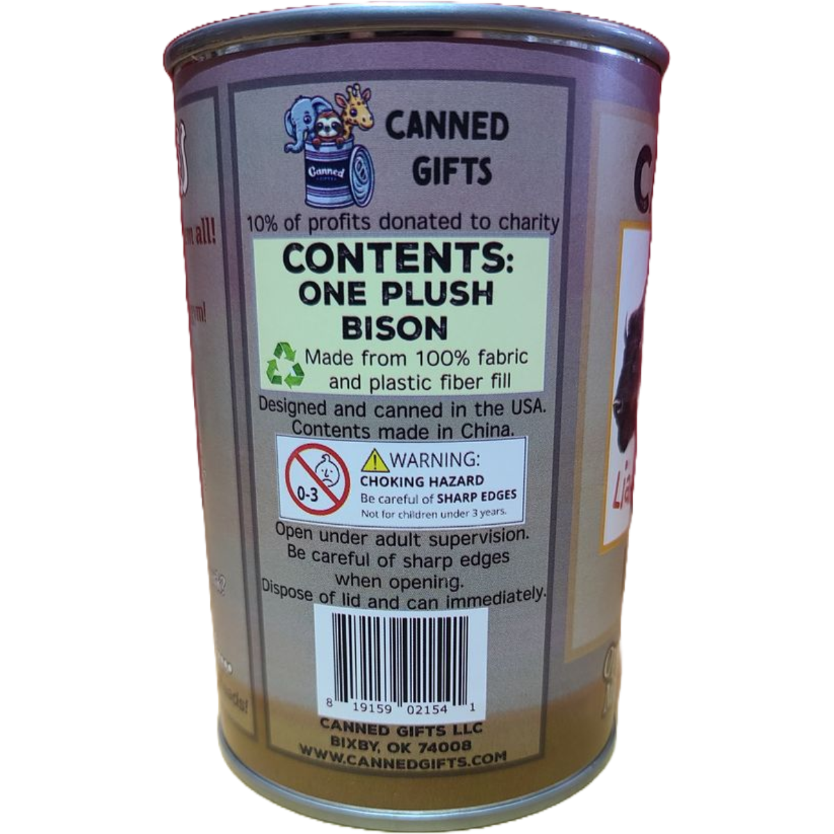 Liam the Canned Bison | Stuffed Animal Plush w/Jokes