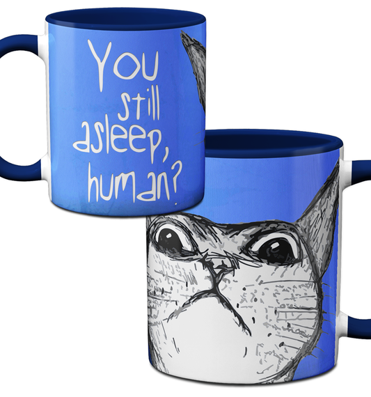 Peeking Cat Asleep Human Mug