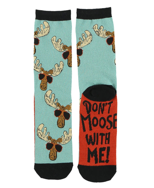 Don't Moose With Me Blue Crew Socks