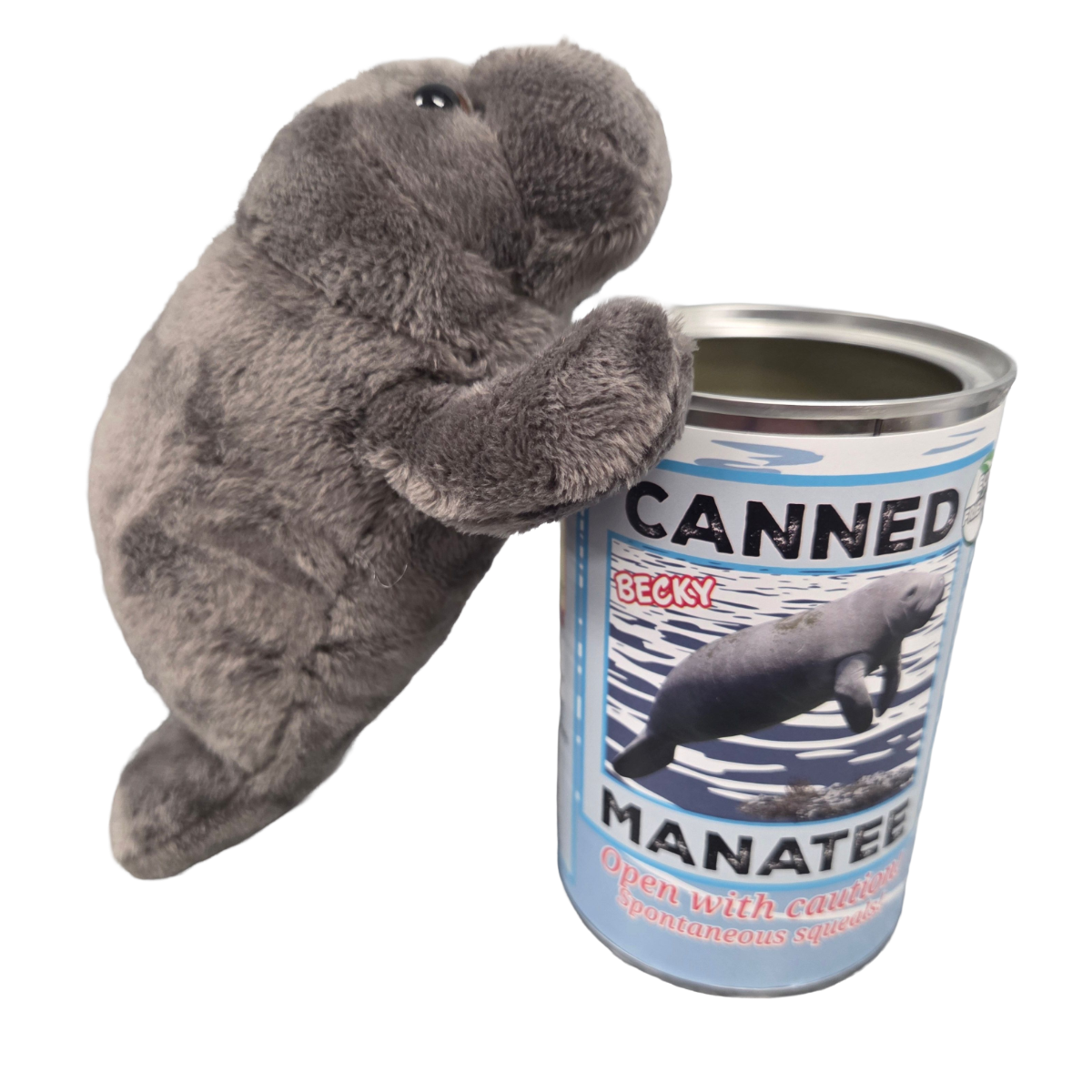 Becky the Canned Manatee - Eco-Friendly and Recycled Gift