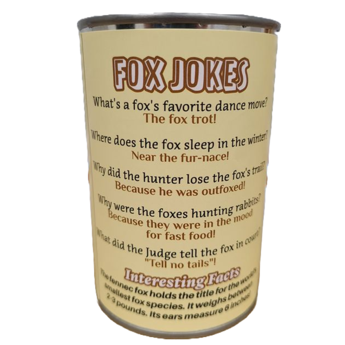 Canned Fennec Fox | Stuffed Animal Plush w/Jokes | Gifts