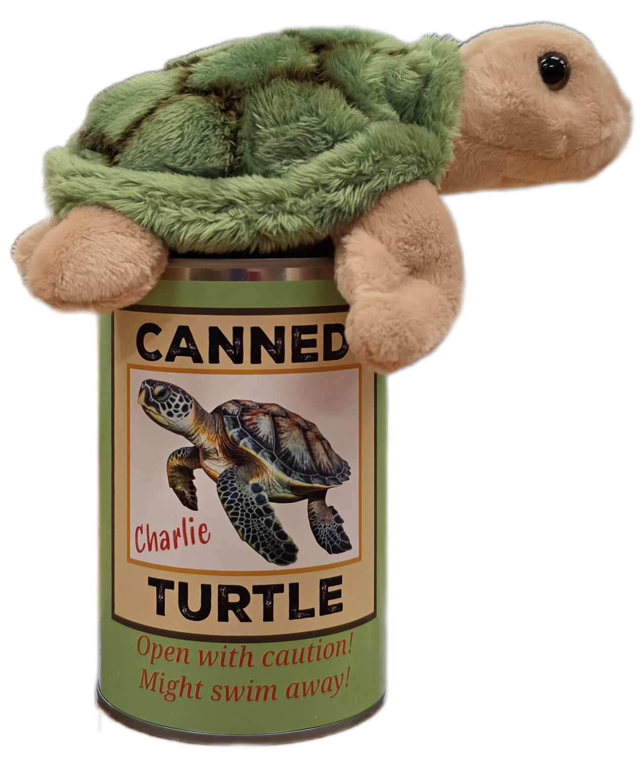Canned Sea Turtle Stuffed Animal Plush w/Jokes | Unique Gift