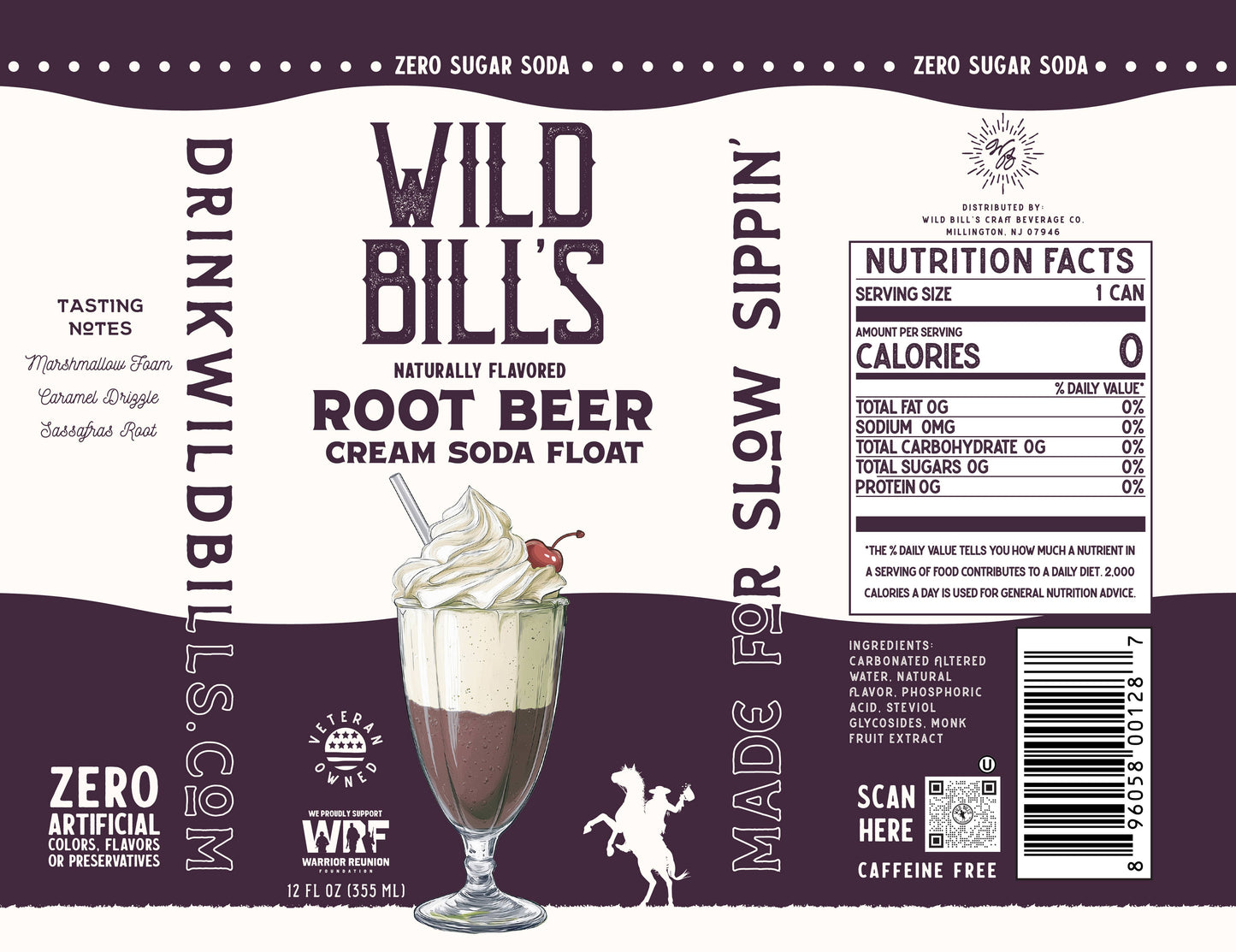 Wild Bill's Root Beer Zero Sugar Soda – Single Can