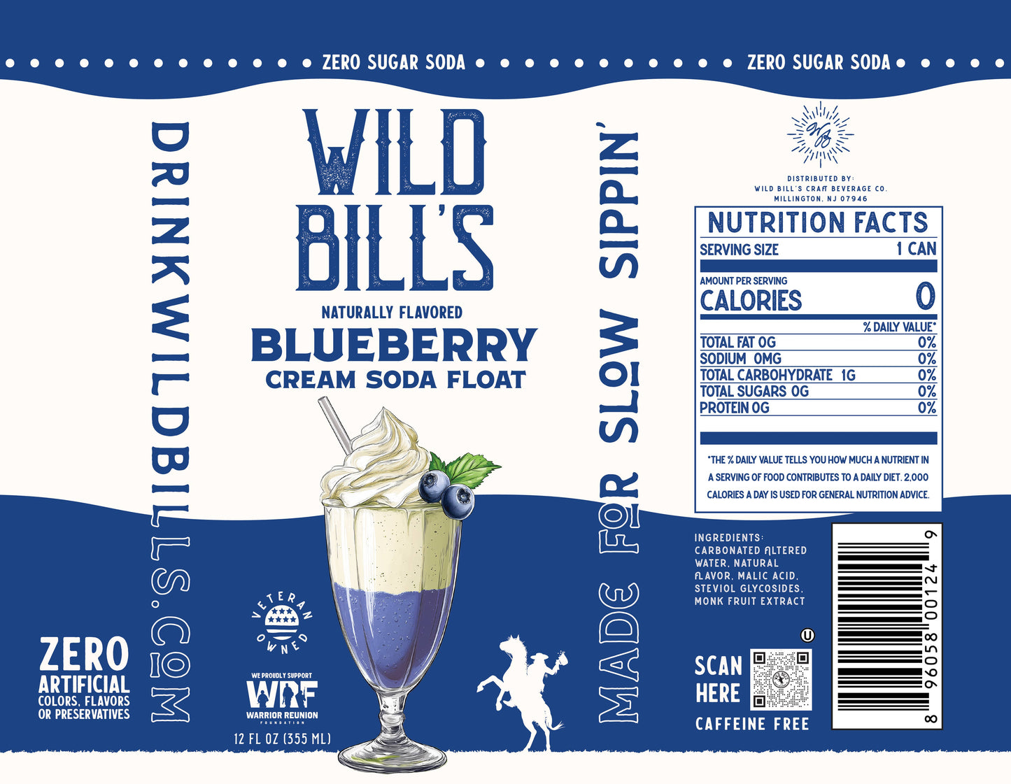 Wild Bill's Blueberry Zero Sugar Soda – Single Can