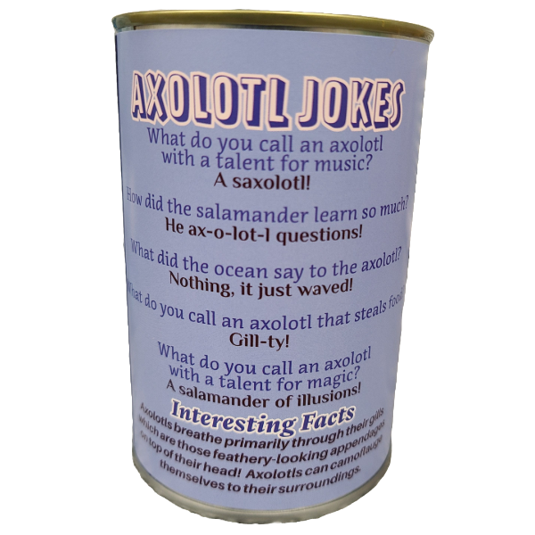 Azure the Canned Blue Axolotl | Stuffed Animal Plush w/Jokes