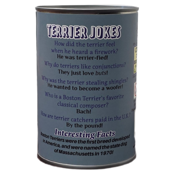 Winston the Canned Boston Terrier Dog | Stuffed Animal Plush w/Jokes