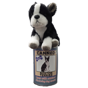 Winston the Canned Boston Terrier Dog | Stuffed Animal Plush w/Jokes