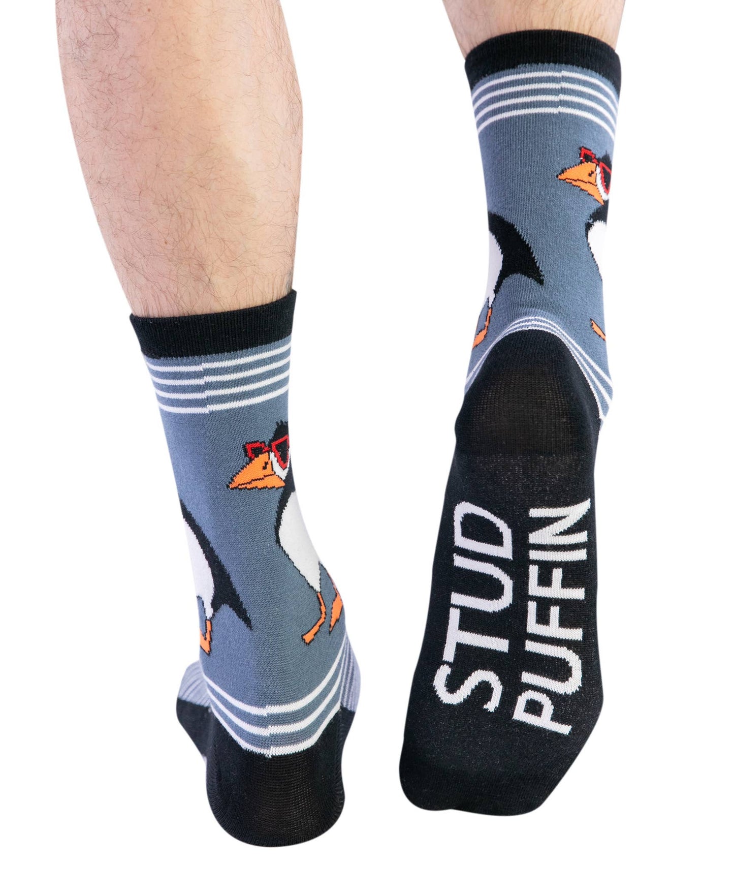 Stud Puffin Blue Adult Crew Socks