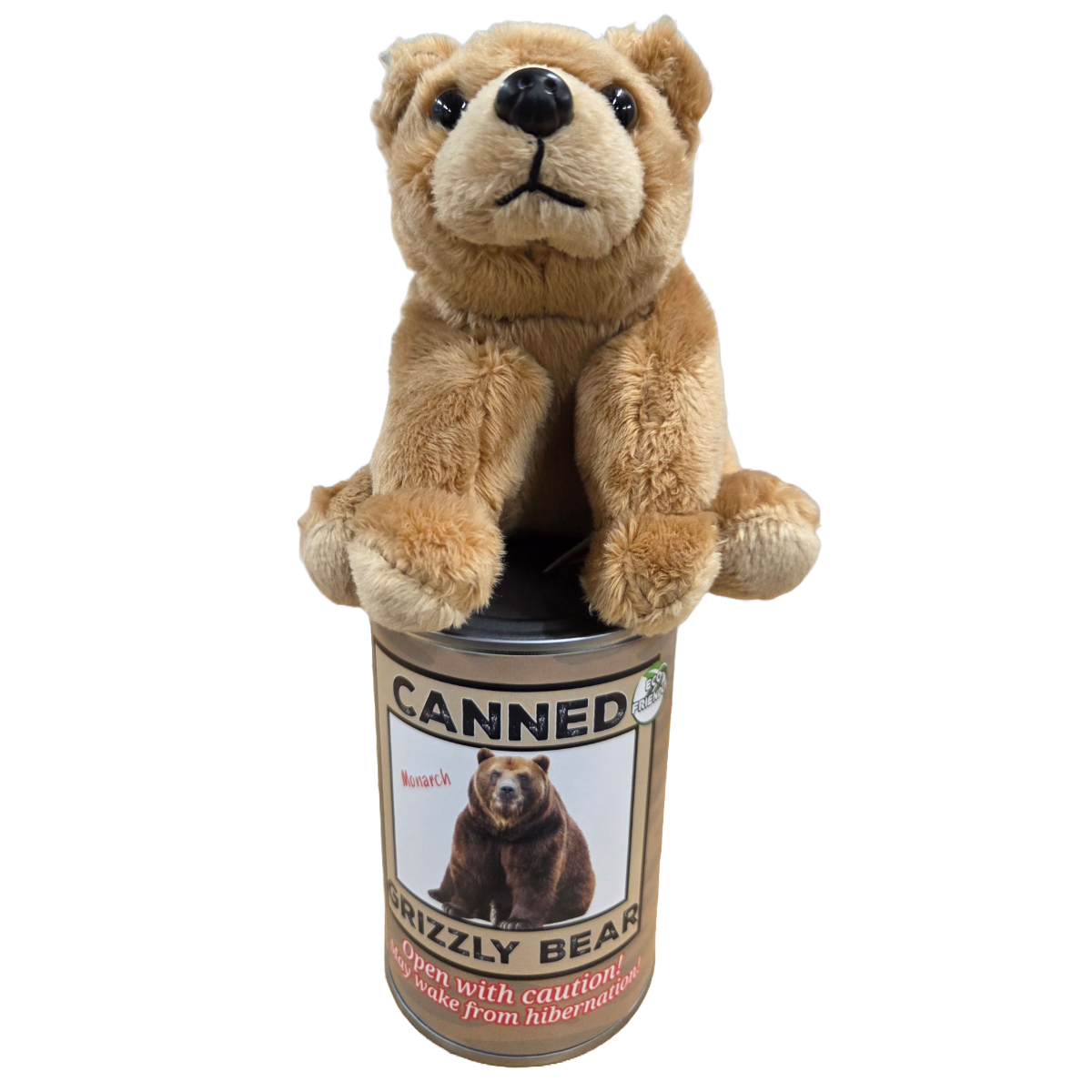 Monarch the Canned Grizzly Bear | Plush Animal Can w/Jokes
