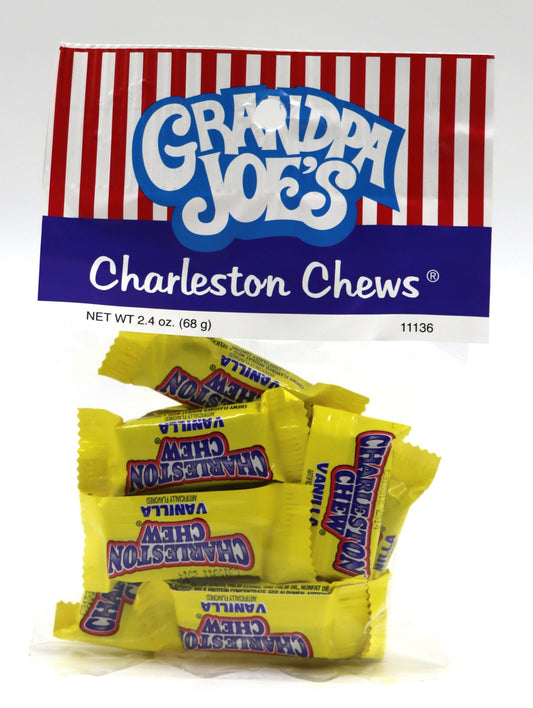 red and white striped Packaging of Grandpa Joe's Charleston Chews with  white background