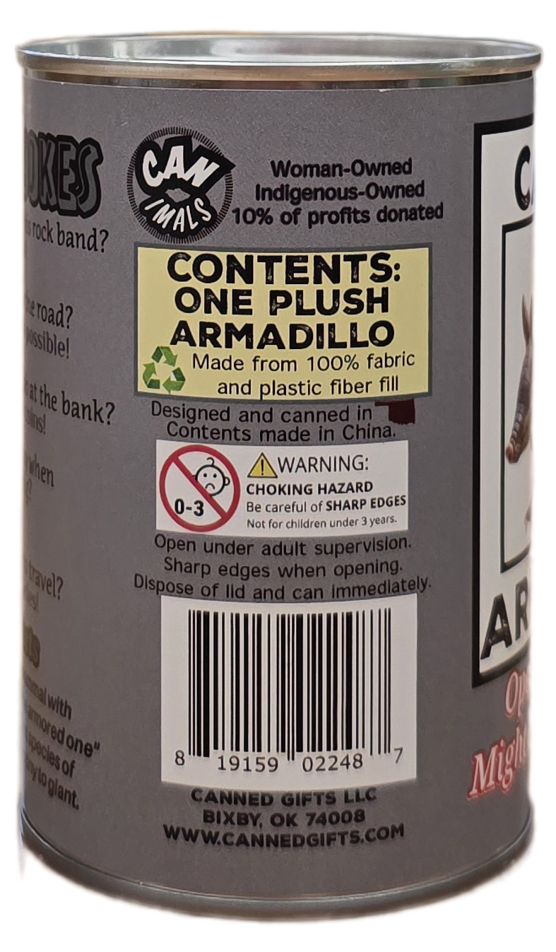 Paul the Canned Armadillo | Stuffed Animal Plush w/Jokes