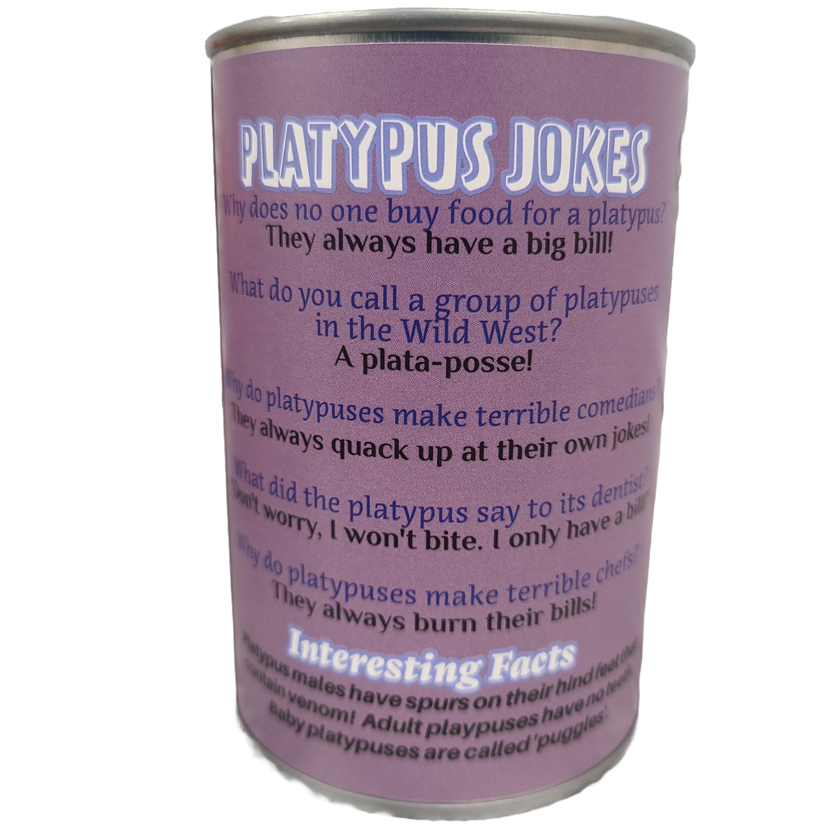 Hazel the Canned Platypus Stuffed Animal Plush w/Funny Jokes