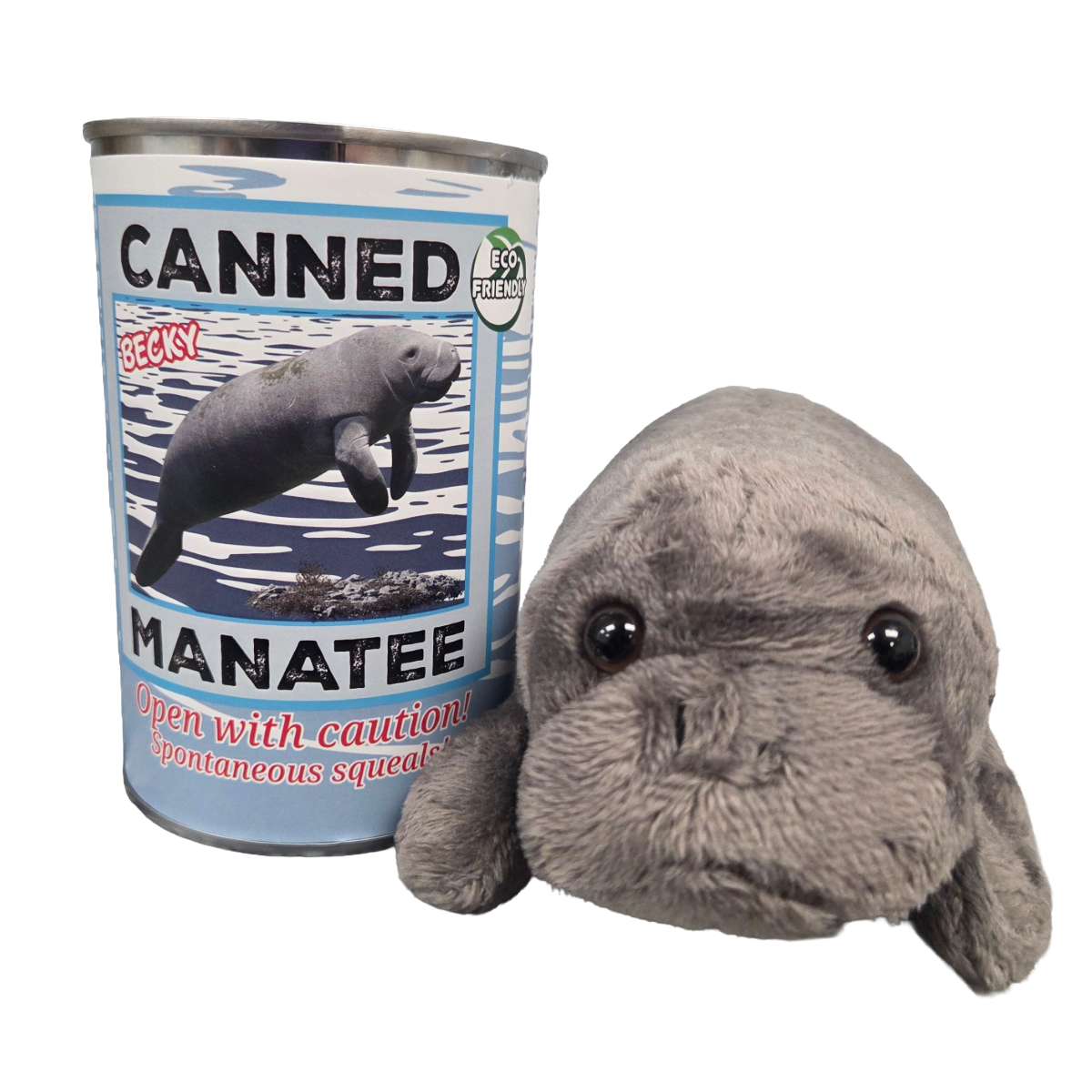 Becky the Canned Manatee - Eco-Friendly and Recycled Gift