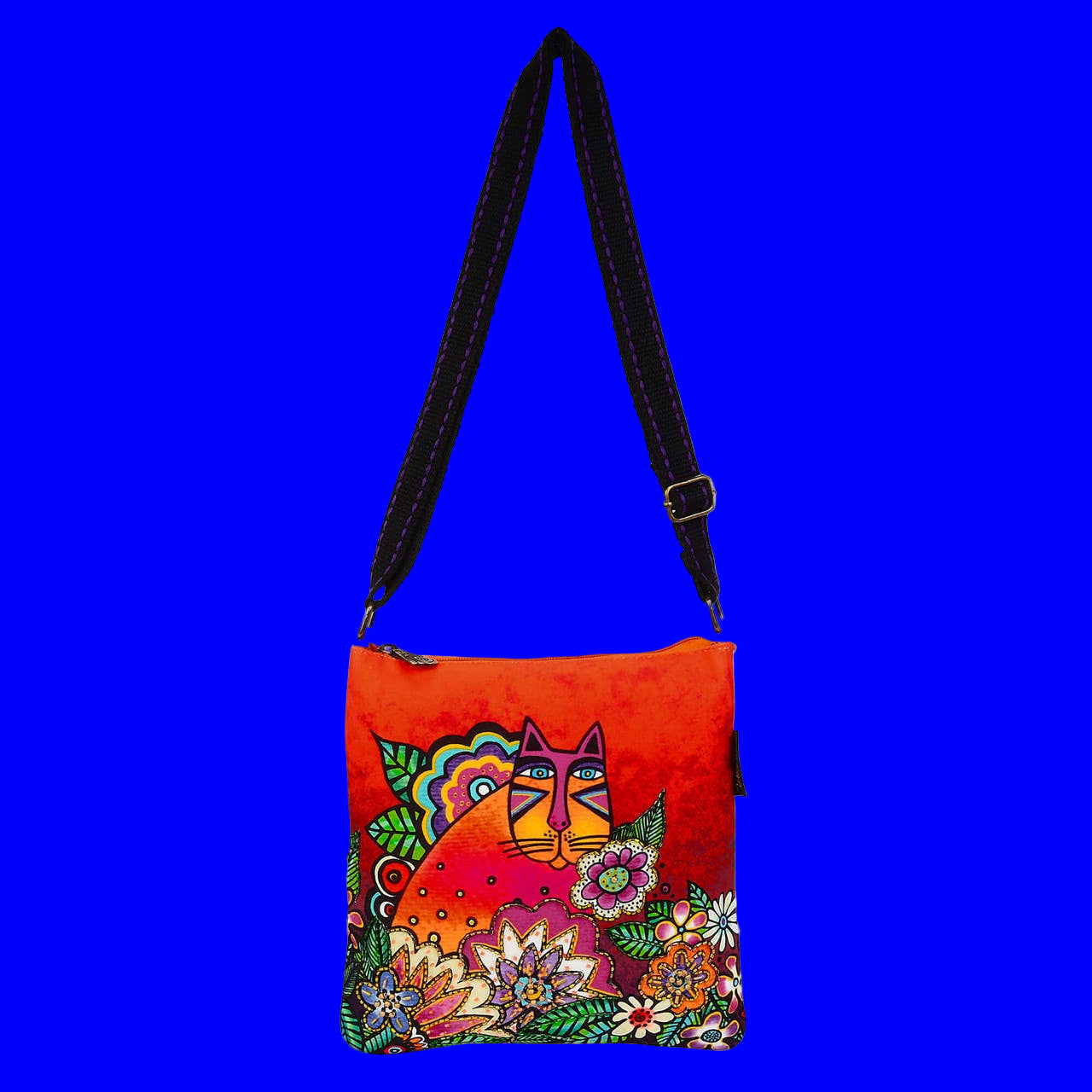 Colorful Artistic Cat Purse Chant D'Oiseau, Crossbody Bag