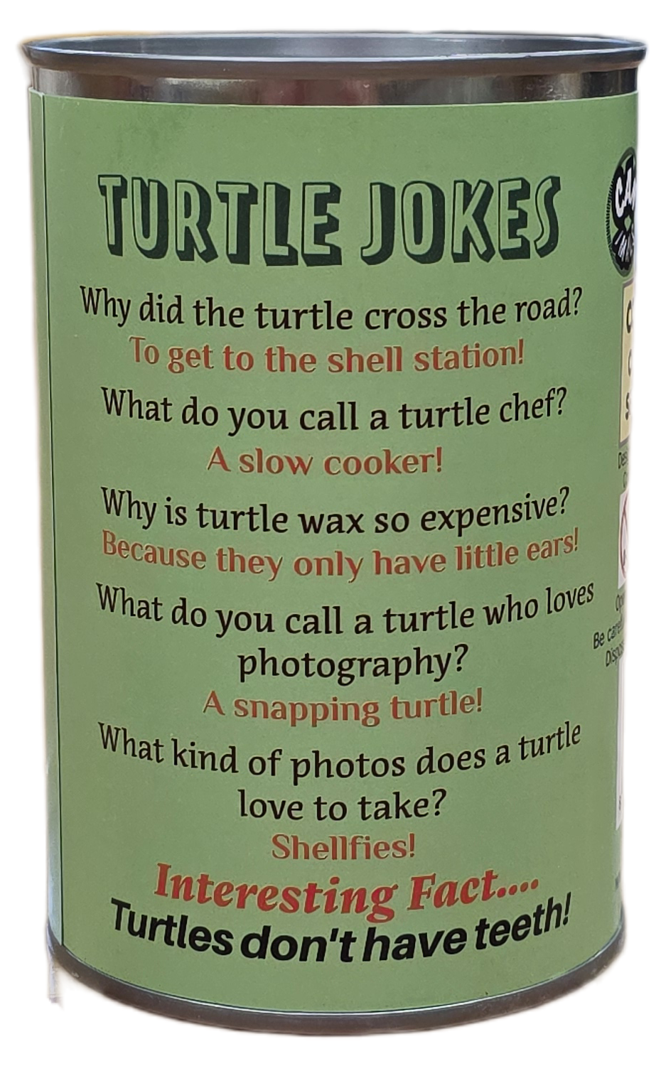 Canned Sea Turtle Stuffed Animal Plush w/Jokes | Unique Gift