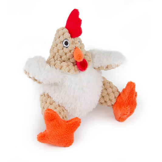 GoDog Just For Me Fat White Rooster w/Chew Guard Plush Toy