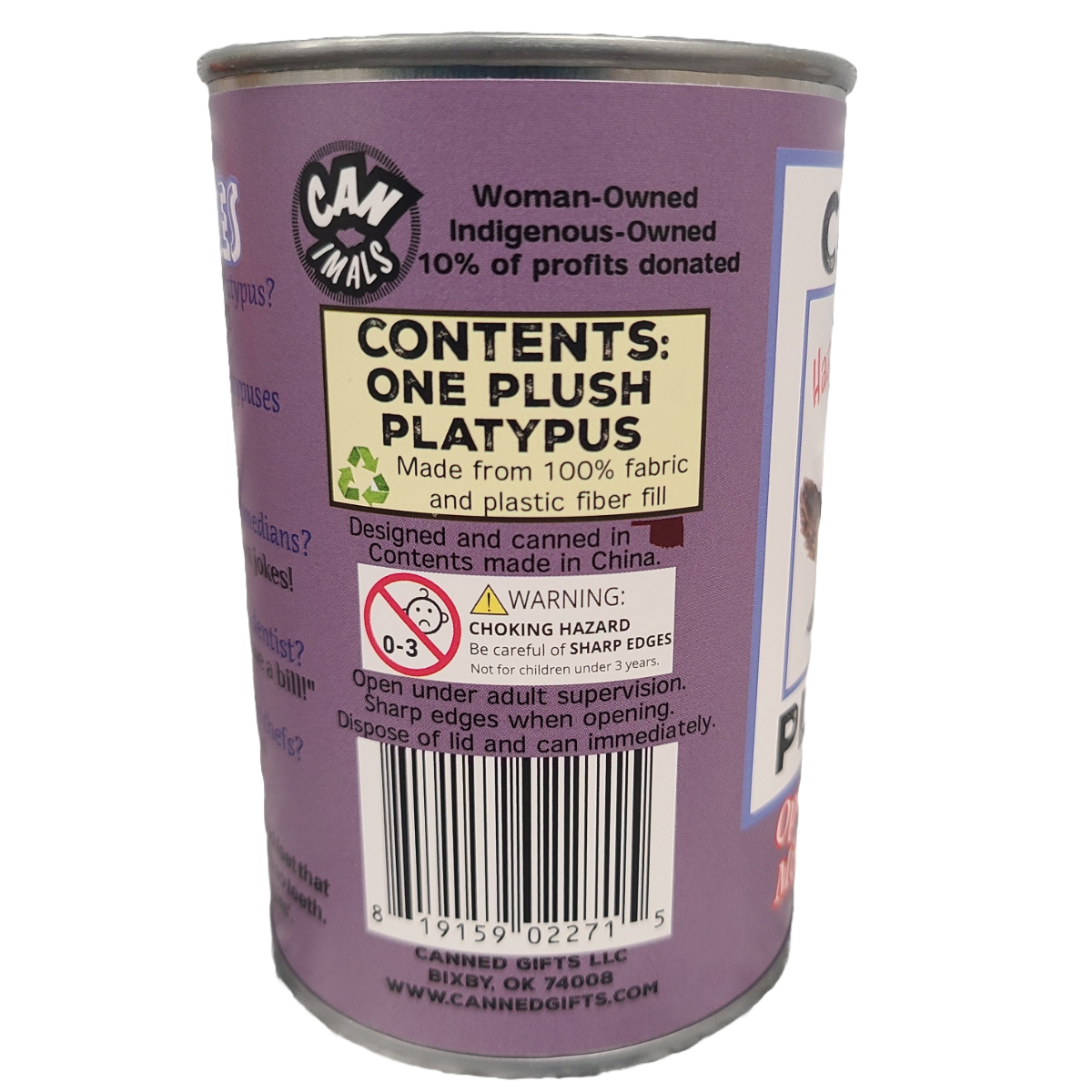 Hazel the Canned Platypus Stuffed Animal Plush w/Funny Jokes