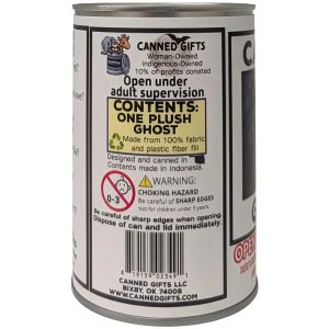 a can labelled "Contents: One Plush Ghost" shown against a plain white background.