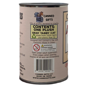 Pearl the Canned Grey Tabby Cat | Stuffed Animal Plush w/Jokes