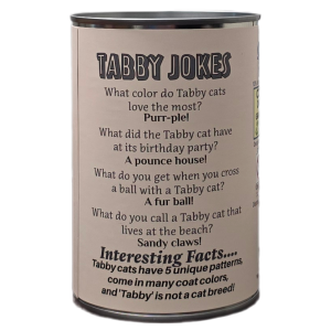 Pearl the Canned Grey Tabby Cat | Stuffed Animal Plush w/Jokes