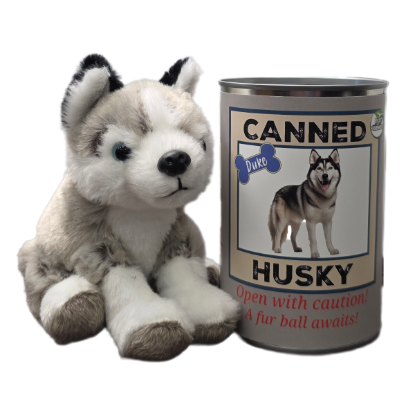 Duke the Canned Husky Dog | Stuffed Animal Plush w/Jokes