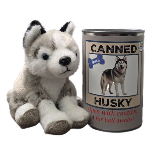 Duke the Canned Husky Dog | Stuffed Animal Plush w/Jokes