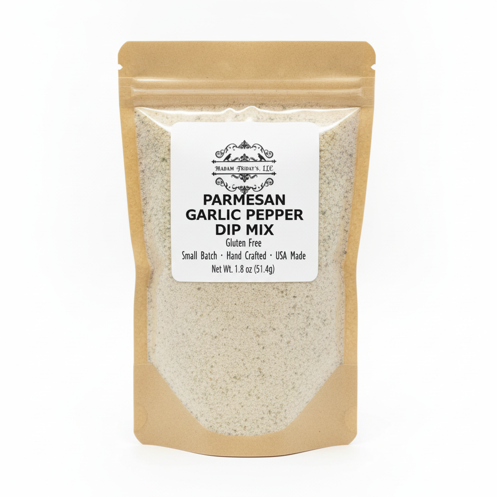 Madam Friday's Parmesan Garlic Pepper Dip Mix front label