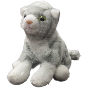 Pearl the Canned Grey Tabby Cat | Stuffed Animal Plush w/Jokes