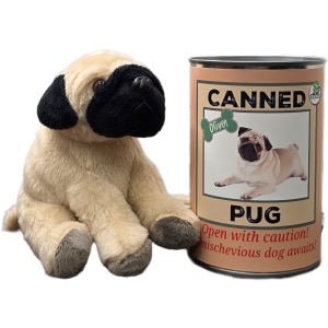 Oliver the Canned Pug Dog | Stuffed Animal Plush w/Jokes