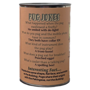 Oliver the Canned Pug Dog | Stuffed Animal Plush w/Jokes