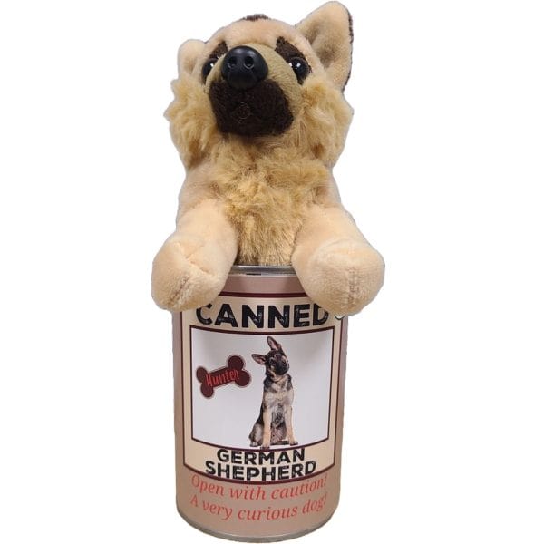 Hunter the Canned German Shepherd Dog | Stuffed Animal Plush w/Jokes