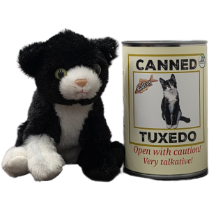Buttons the Canned Tuxedo Cat | Stuffed Animal Plush w/Jokes