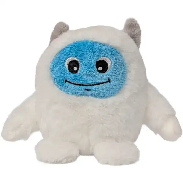 Plush toy resembling a Yeti who is white with a blue face on a white background